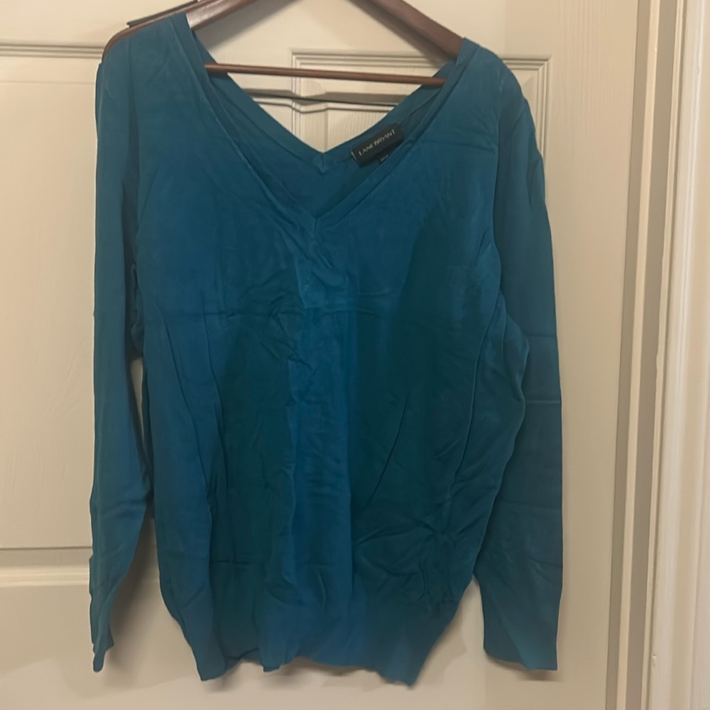 Lane Bryant Turquoise V-Neck Pullover Sweater Size 22/24